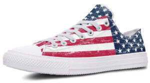 Patriotic American Flag Low-Top Sneakers - White USA Pride Shoes