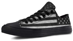 Black American Flag Low-Top Sneakers - Minimalist Patriotism